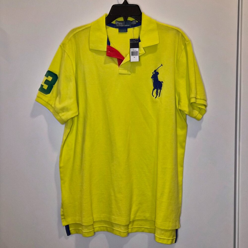 NWT Polo Ralph Lauren Big Pony Mesh Polo Shirt - Men’s XL - Yellow